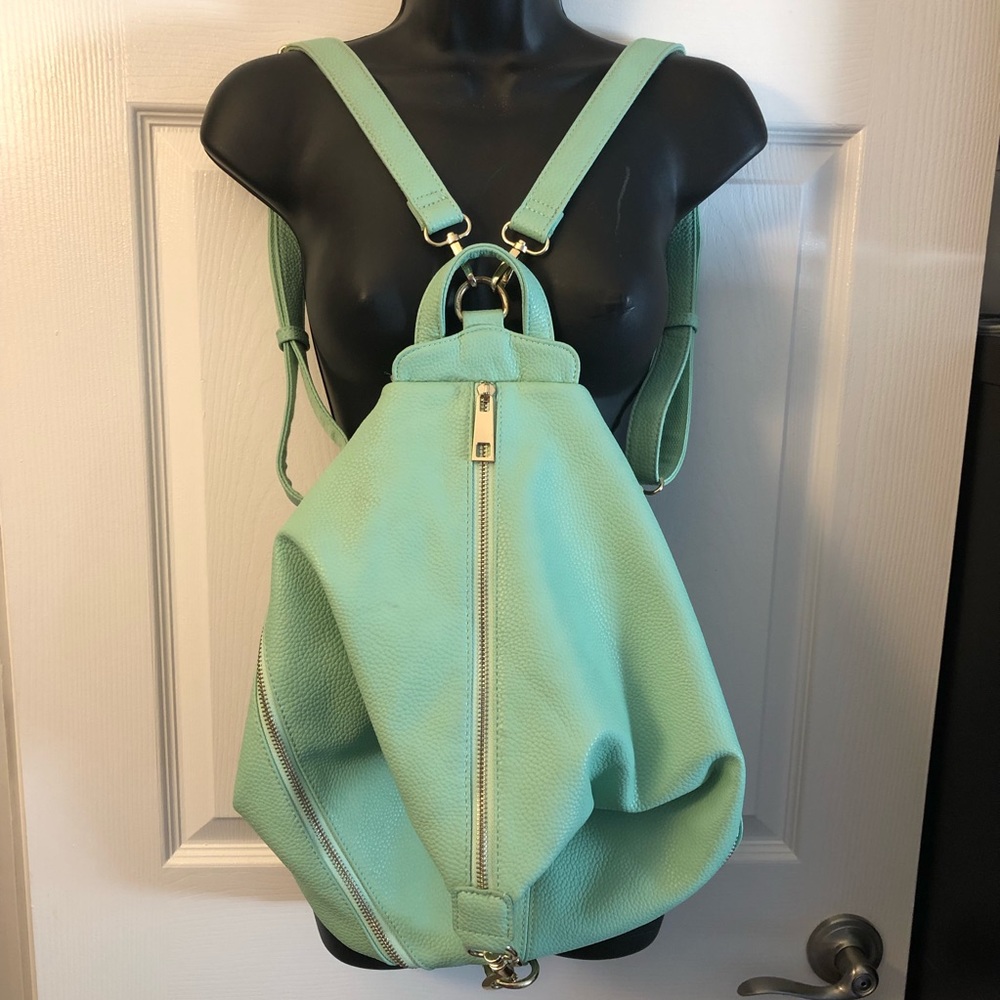 Mint green leather backpack